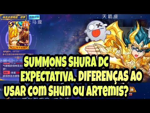 Summons Shura Divino. Expectativas e Comparando Build Shun MM com Artemis - Saint Seiya Awakening