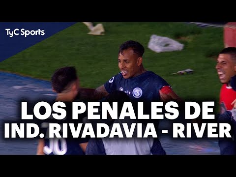 The COMPLETE PENALTIES of IND. RIVADAVIA 0 (4) - (3) 0 RIVER for the SEMIFINAL of the ARGENTINE C...