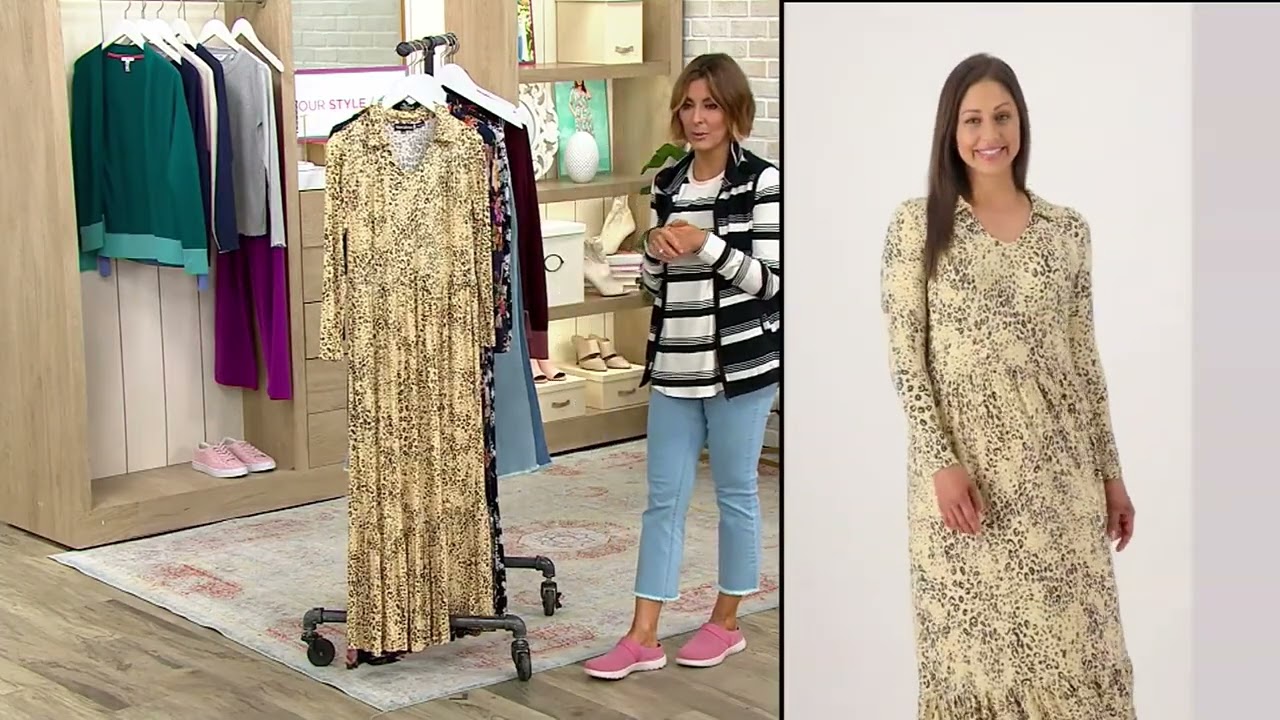 Tolani Collection Printed Knit Collared Maxi Dress on QVC