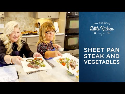 How To Make Sheet Pan Steak and Vegetables | Amy and Lisa Cooking With Fans