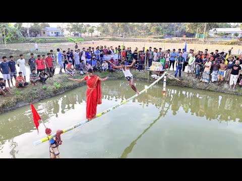 🤩 Don't Fall! 😂 Funniest Village Game Ever (Bamboo Walk) #Mrbeast #Alamin9930 #challenge #Fun