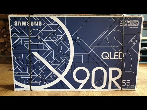 Samsung 2019 Q90R Quick Unboxing and Setup On Double Arm Wall Mount
