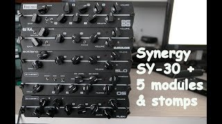 Video thumbnail for Five Synergy modules + stompboxes by thibderob