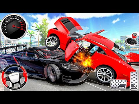 Crazy Mega Ramp Car Crash Stunts Driving - Real Car Beam Jump Demolition Derby : Android Gameplay #3