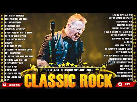 Guns N' Roses, ACDC, Bon Jovi, Metallica, Nirvana, Queen 🎶 Classic Rock Songs 70s 80s 90s Full Album