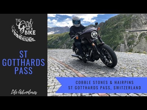 Motorcycling St Gotthards Pass, Switzerland - cobble stones and hairpins