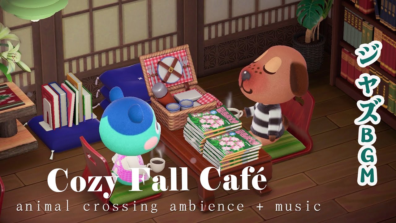 【どうぶつの森 BGM】☕🍂 秋のカフェで楽しむ心温まるジャズ – やさしいジャズの音色と本をめくる音でリラックス 🍁📚｜ASMR＋カフェの雰囲気【ACNH】