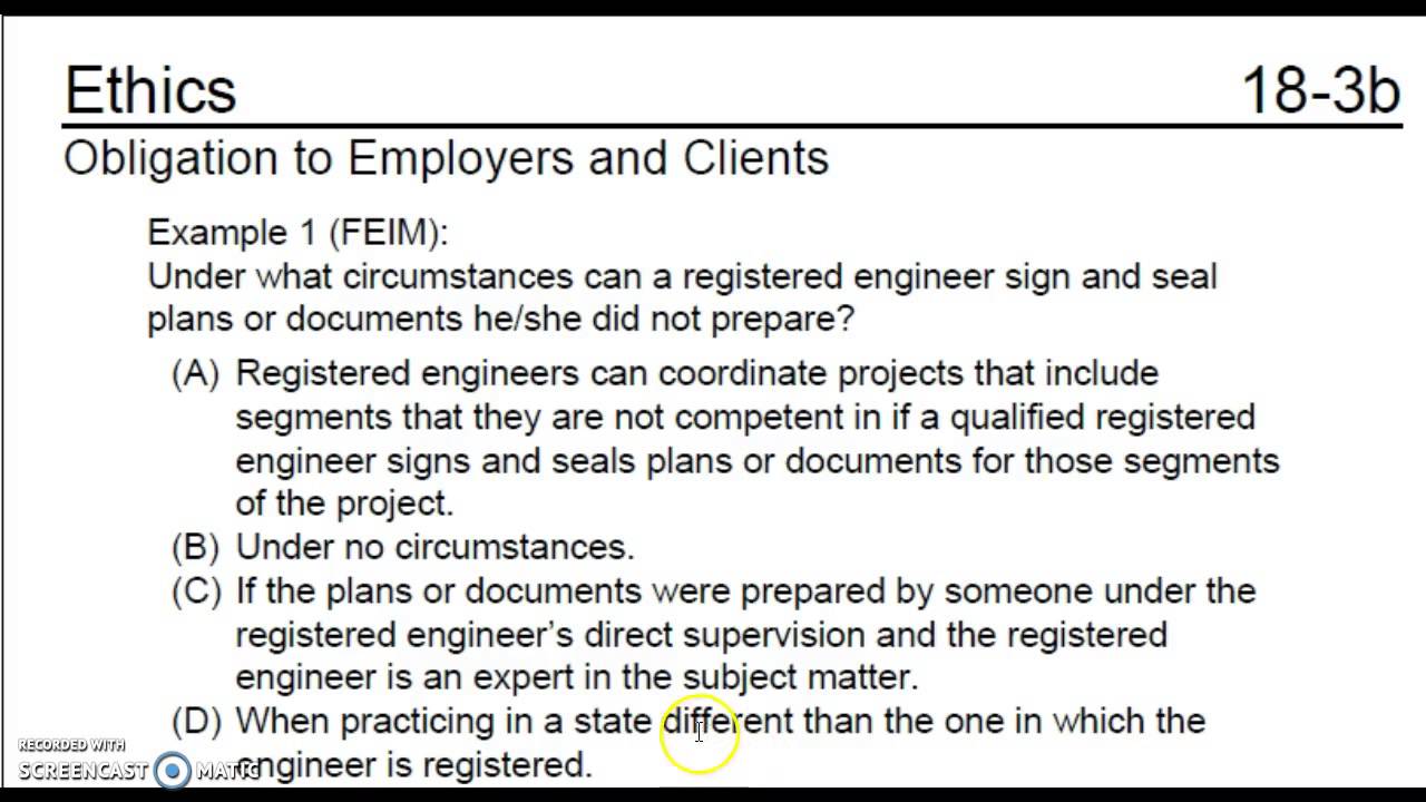 CEE 300- FE Example (Ethics)