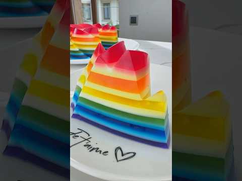 Let´s Make Jelly Rainbow Cake 🌈🌈🌈🌈 #jelly #asmr #gelatin