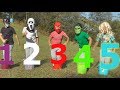 Learn Bucket Colors with Five Little Babies Jumping On Th...