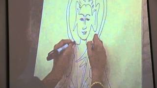 SARITA two hand drawing of Buddha with "Om Mani Padme Hung" song