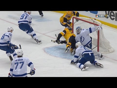 Phil Kessel scores from below the goal line