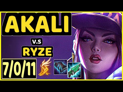 XAKY (AKALI) vs RYZE - 7/0/11 KDA MID GAMEPLAY - EUW Ranked GRANDMASTER