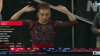 Sophia McCleland Vault Routine Nebraska Husker Women’s Gymnastics Big Ten Championships 3/18/23