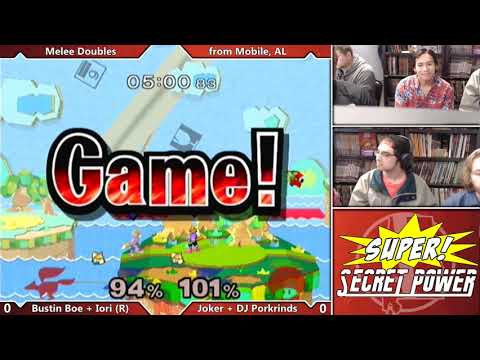 Super Secret Power: Melee Doubles - Sweaters + Iori (Red) vs. Joker + DJ Porkrinds (Blue)