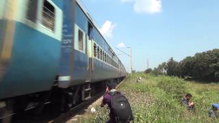 TOO CLOSE FOR COMFORT TO A HIGH SPEEDING TRAIN - INDIAN RAILWAYS !!!!