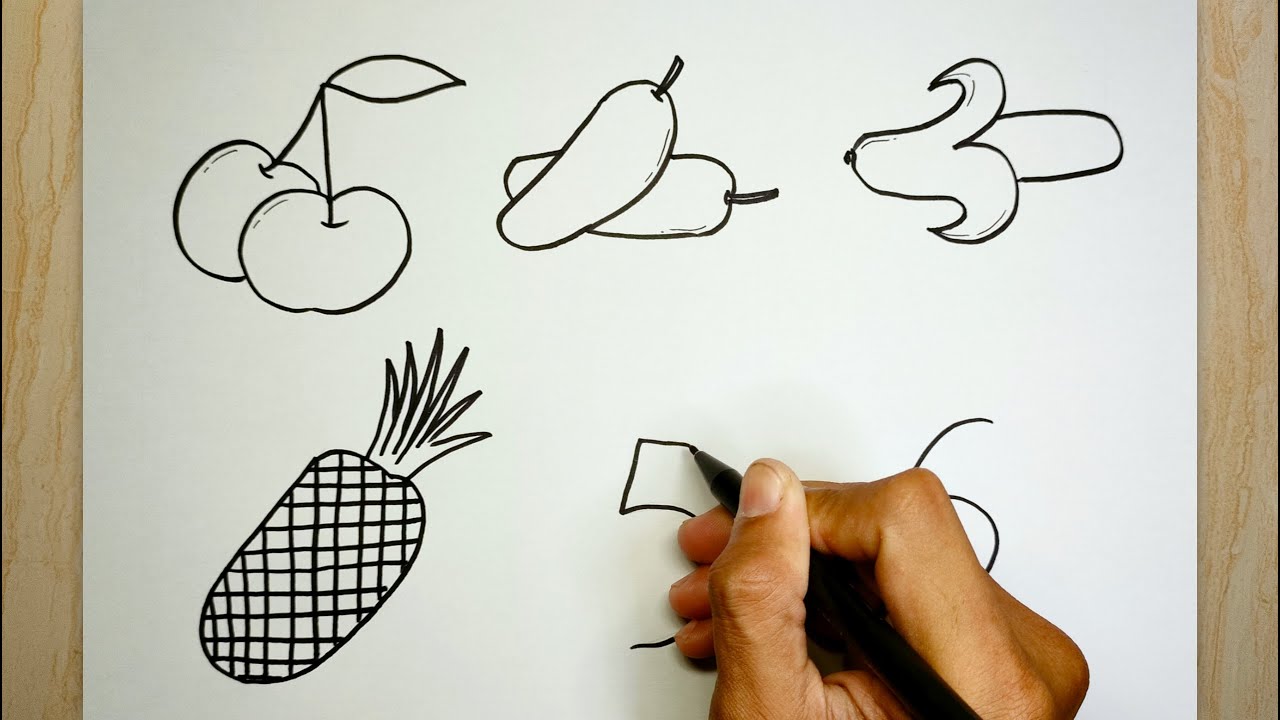 Cara menggambar buah-buahan dari angka