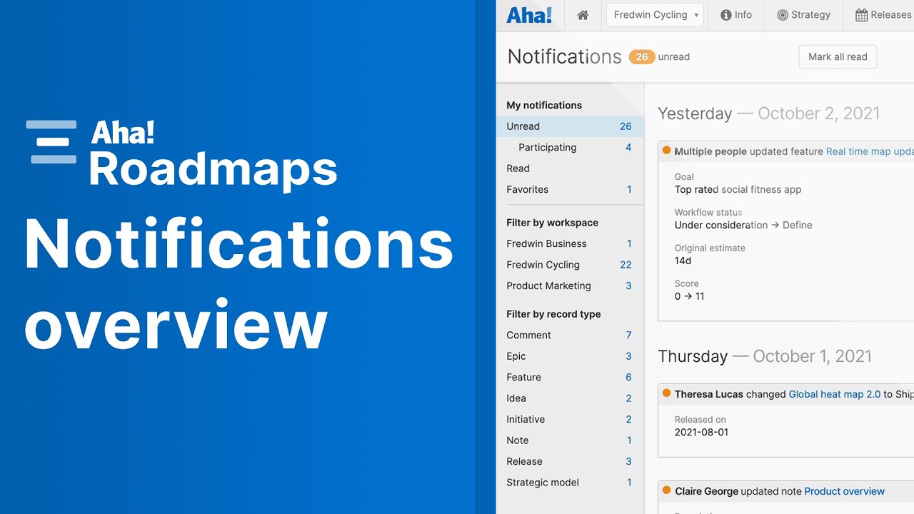 Aha! Roadmaps | Notifications overview