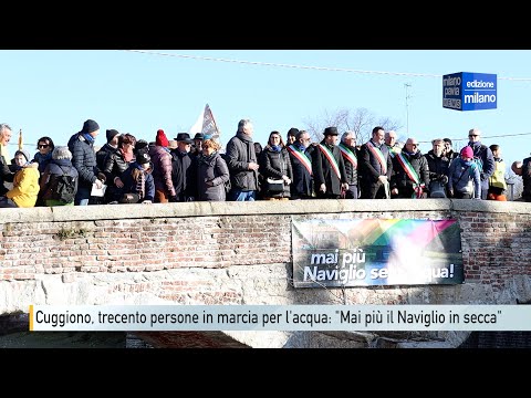 Cuggiono, trecento persone marciano per l'acqua: ''Mai più il Naviglio in secca''