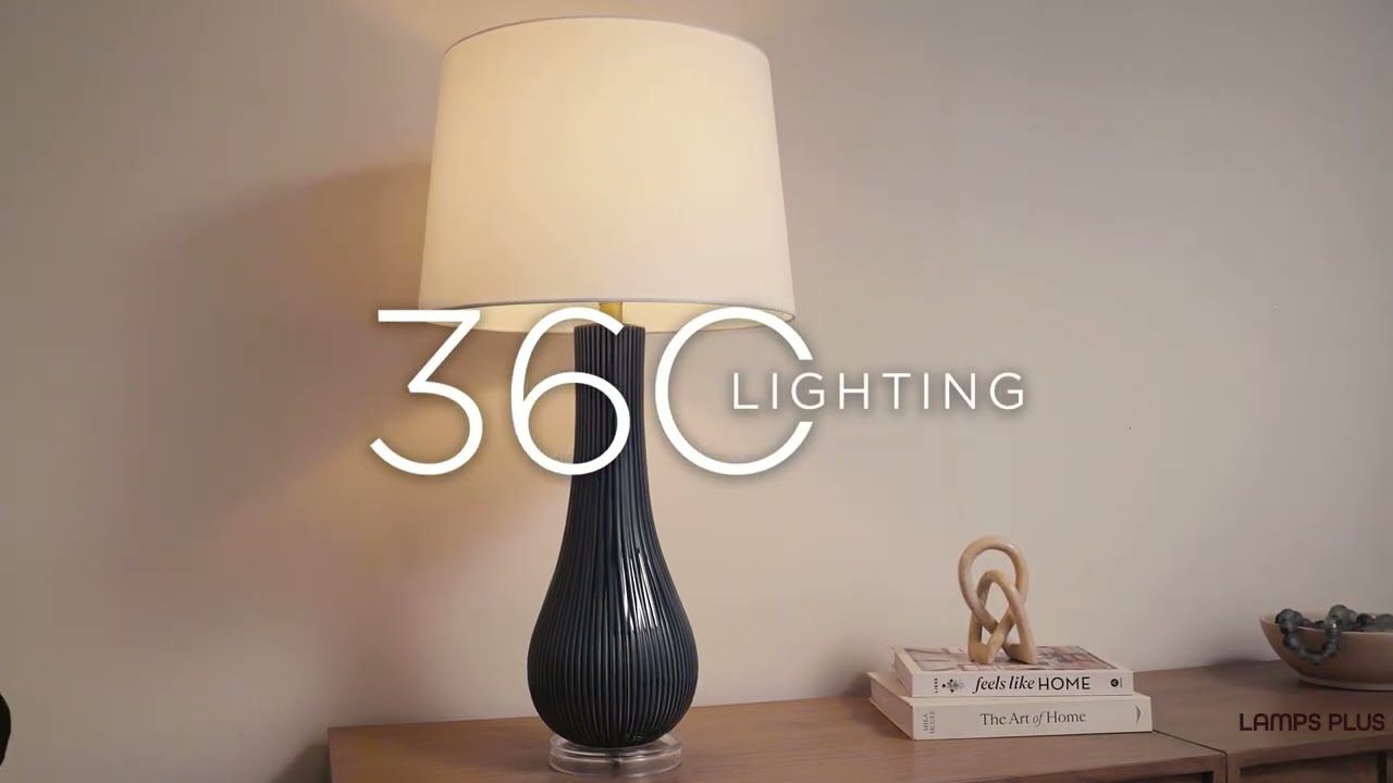 Video 1 Watch A Video About the Shannon Blue Stripe Ceramic Gourd Table Lamp