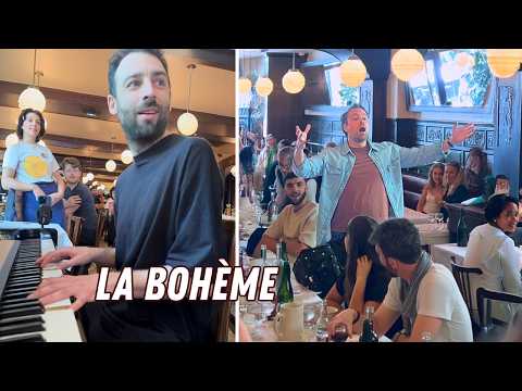 French Opera Singer surprises the whole restaurant! Everyone starts singing 😍