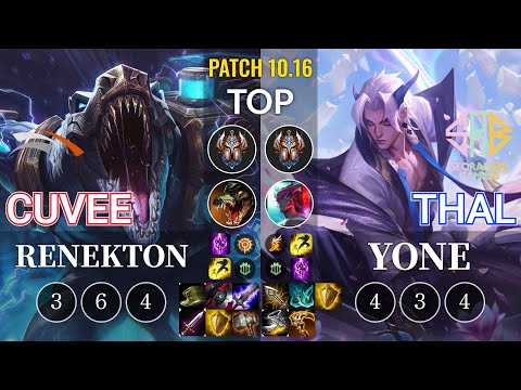 HLE CuVee Renekton vs SRB Thal Yone Top - KR Patch 10.16