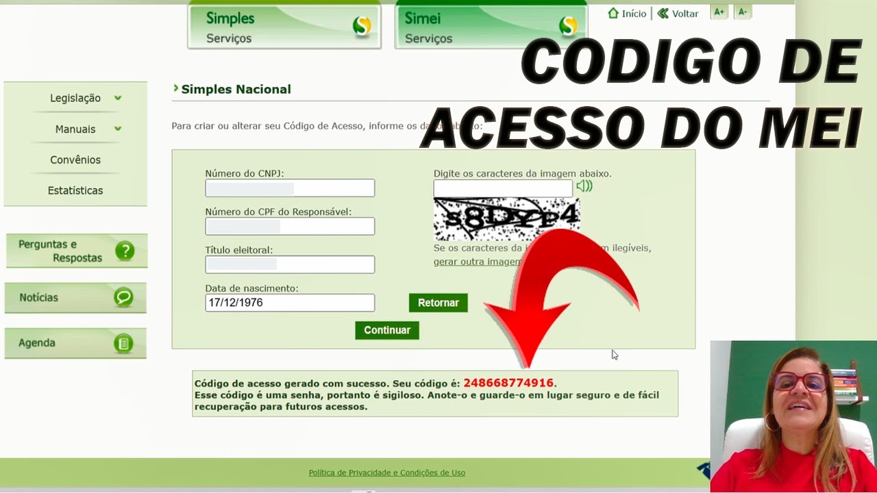 COMO FAZER O CODIGO DE ACESSO DO MEI