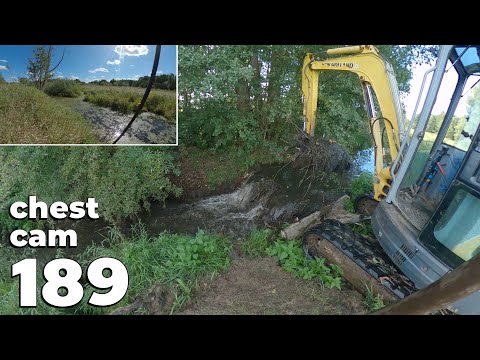 Two Beaver Dams Removal With Excavator No.189 - Chest Cam