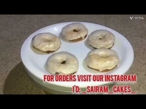 _______sairam home made cakes 💛🖤💛🖤#creamy donuts #butterscotch cake #vanilla cake #chocolate