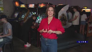 Download lagu Ana shows the free play games at SuperJumbo Records and Arcade | Around Town mp3