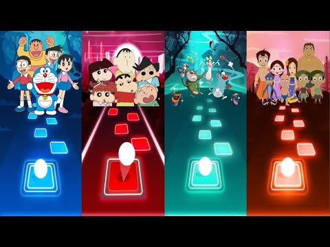 Doraemon Vs Shinchan Vs Oggy and The Cockroaches Vs Choota Bheem (Latest Video) - Tiles Hop EDM Rush