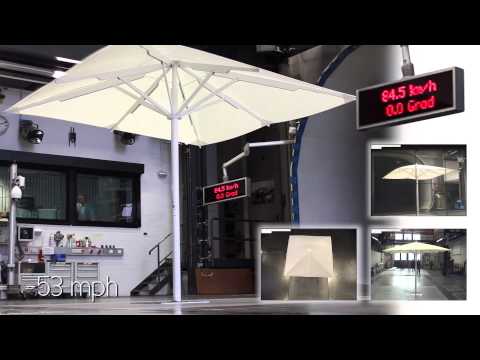 CARAVITA Testlab - Sonnenschirm Big Ben 2 3x3m im Windkanal | Sunshade Big Ben 2 3x3m in wind tunnel
