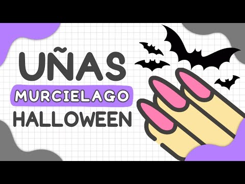 MANICURA DE HALLOWEEN · UÑAS MURCIÉLAGO 🦇 EN UÑAS CORTAS