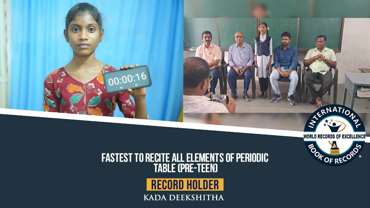 FASTEST TO RECITE ALL ELEMENTS OF PERIODIC TABLE (PRE-TEEN)