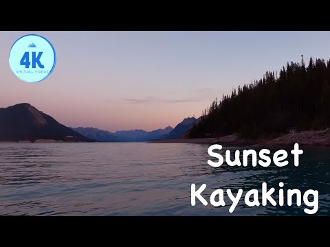 Virtual Kayaking Video - SUNSET - Abraham Lake - 4k