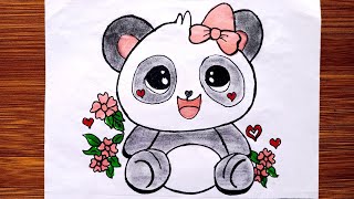 ""HOW TO DRAW A CUTE PANDA ✨EASY STEP BY STEP || Cute Panda Drawing Tutorial #pandadrawing #cute