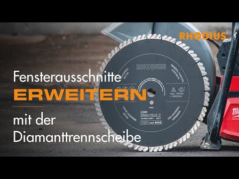 Fensterausschnitte erweitern: mit der Diamanttrennscheibe auf dem Akku-Trenner