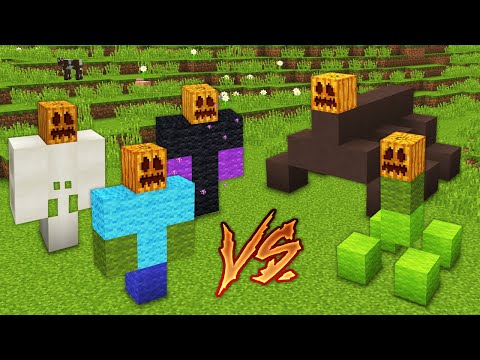 Minecraft TOTEM ZOMBIE ENDERMAN SKELETON vs SPIDER and CREEPER GOLEM BATTLE MONSTER SCHOOL Animation