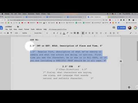 Screenplay Format: How to Set Up Google Doc Styles for Screenplays; Demo, Digital Filmmaking