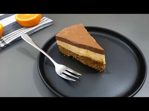 No Sugar, No Bake Orange Chocolate Cheesecake. High Protein Recipe