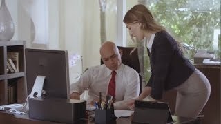 Young secretaries work alone in the office with he