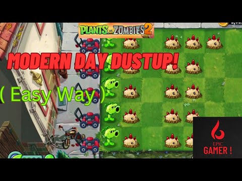 Pvz 2 Epic Quest Modern Day Dustup ! Level 1 Plants ( Easy way ) #plantsvszombies