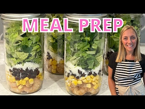 LUNCH MEAL PREP - mason jar margarita shrimp taco salad #lunchmealprep #shrimprecipe