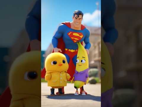 🌟 Superman Meets Baby Chicken & Banana | Funny Adventure! 🐥🍌🦸 #funny #shortvideo #cute #superman