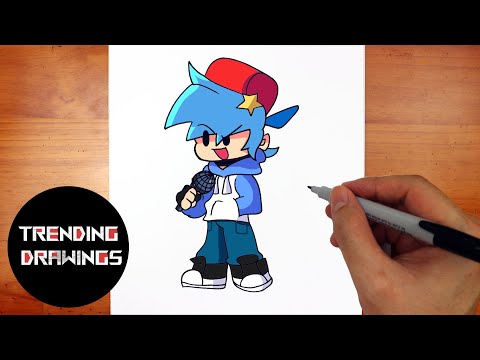 How To Draw FNF MOD Character - Nusky BF Easy Step by Step