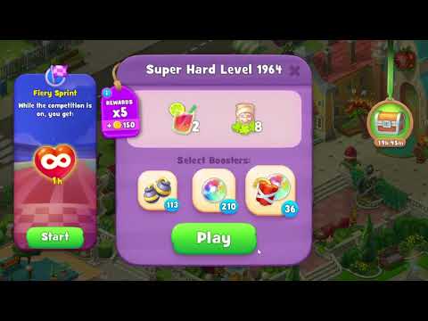 Gardenscapes 1964 Super Hard Level - 12 moves - NO BooSTERS