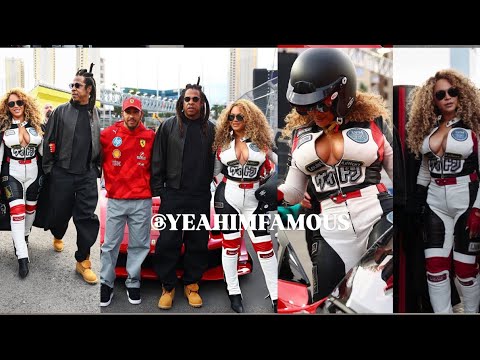 Beyonce & Jay Z at Formula 1 Las Vegas Grand Prix w/ Lewis Hamilton Travis Scott #Beyonce #GrandPrix