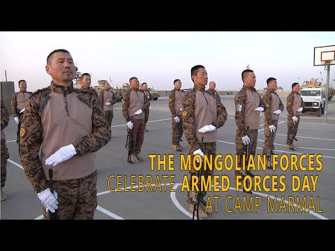 The Mongolian Forces train for Armed Forces Day in Camp Marmal, Mazar-e-Sharif