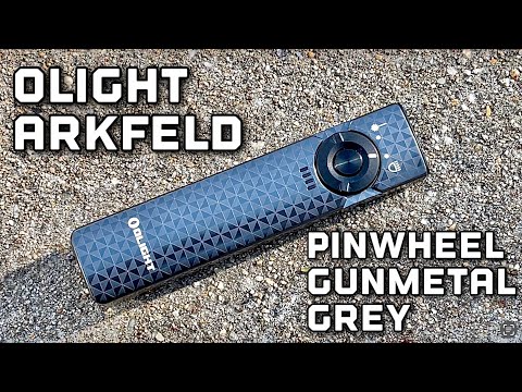 Olight Arkfeld flashlight CW Pinwheel gun metal grey beam shots review