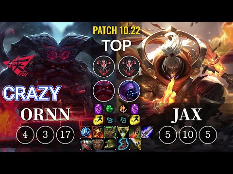 RW Crazy Ornn vs Jax Top - KR Patch 10.22